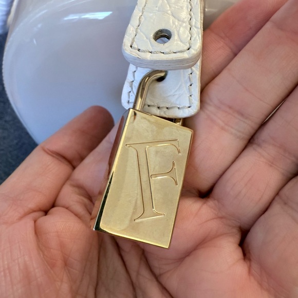 SOLD - FURLA Satchel ‘Boston’ Bag Leather & Rubber w/Gold Accents & Dust Bag EUC - Picture 6 of 16